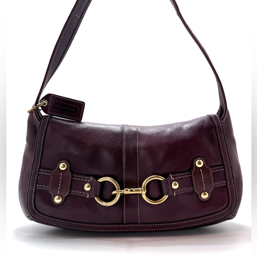 Vintage Coach Ergo Legacy XL Belted Hobo 11266 Burnished Plum Leather Y2K - Picture 4 of 15